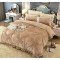 Set Lenjerie de Pat din Catifea, Cu Broderie, 4 Piese, Pat 2 Persoane, Bej, LCI-046
