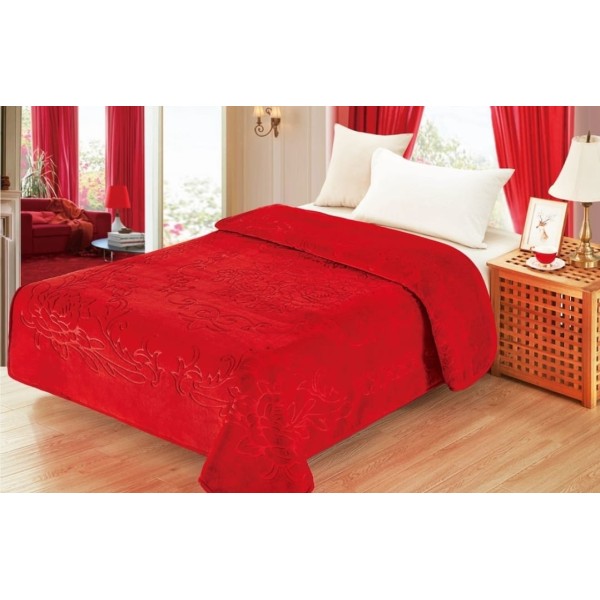 Patura Cocolino dubla si pufoasa perfecta pentru sezonul rece 200 x 230 cm, Rosu, PCDU-004