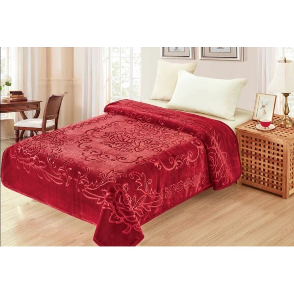 Patura Cocolino dubla si pufoasa perfecta pentru sezonul rece 200 x 230 cm, Visiniu, PCDU-006