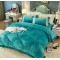 Set Lenjerie de Pat din Catifea, Cu Broderie, 4 Piese, Pat 2 Persoane, Turquoise, LCI-048