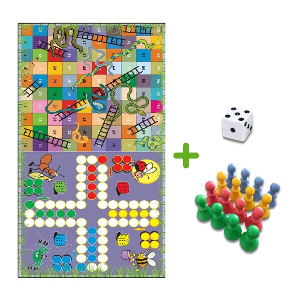 Covor Camera Copii, Antiderapant, Model cu Joc Nu Te Supata Frate+Cadou Pioni Cu Zar, Multicolor, CAM-056