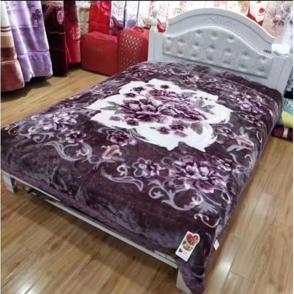 Patura Cocolino dubla si pufoasa perfecta pentru sezonul rece 200 x 230 cm, Gri, flori, PCM-006