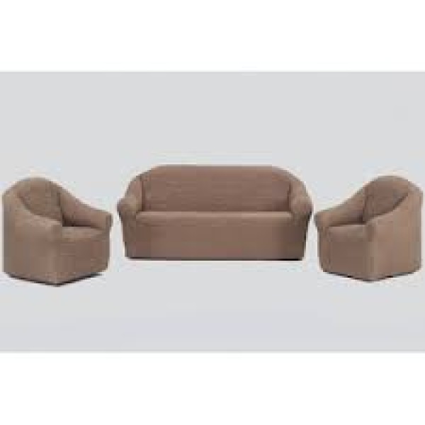 Set 4 Huse Creponate fara Volane, Pentru Canapea 3 Locuri, Canapea 2 locuri si 2 Fotolii, Bej inchis, HCC-005