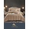 Lenjerie pat dublu, Damasc, 6 piese, Jojo, Bej-inchis, LDS-034