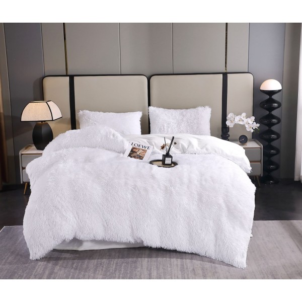 Lenjerie Cocolino Fluffy pat dublu 4 piese alb, LFF-028