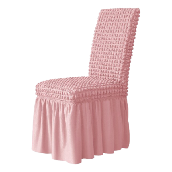 Set 6 Huse de Scaun Creponate Cu Volanase, Roz, HSC-010