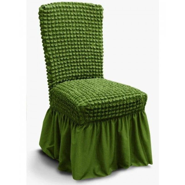 Set 6 Huse de Scaun Creponate Cu Volanase, Verde, HSC-014