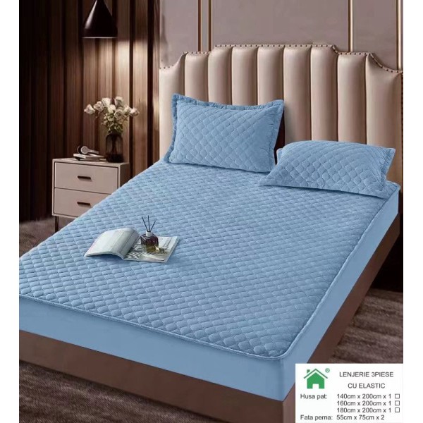 Huse/Topper pentru saltea cu elastic 180x200, Blue, HTC-006