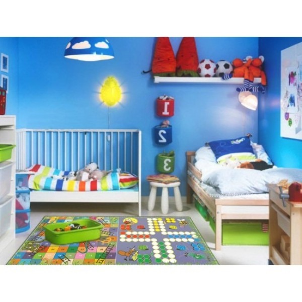 Covor Camera Copii, Antiderapant, Model cu Joc Nu Te Supata Frate+Cadou Pioni Cu Zar, Multicolor, CAM-056