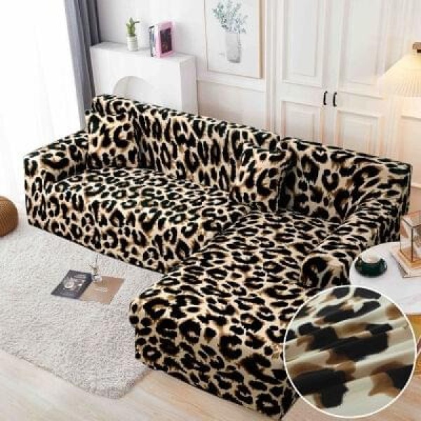 Husă elastică pentru colțar – protecție modernă și ajustare perfectă, Maro, model animal print, HCM-002