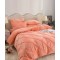 Set Lenjerie de Pat din Catifea, Cu ELASTIC, 4 Piese, Pat 2 Persoane, Piersica, LCI-045