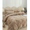 Set Lenjerie de Pat din Catifea, Cu ELASTIC, 4 Piese, Pat 2 Persoane, Bej, LCI-064