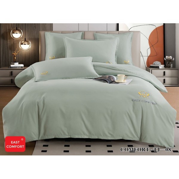 Lenjerie pat dublu, bumbac fin, 6 piese, brodata, Verde, LFB-030