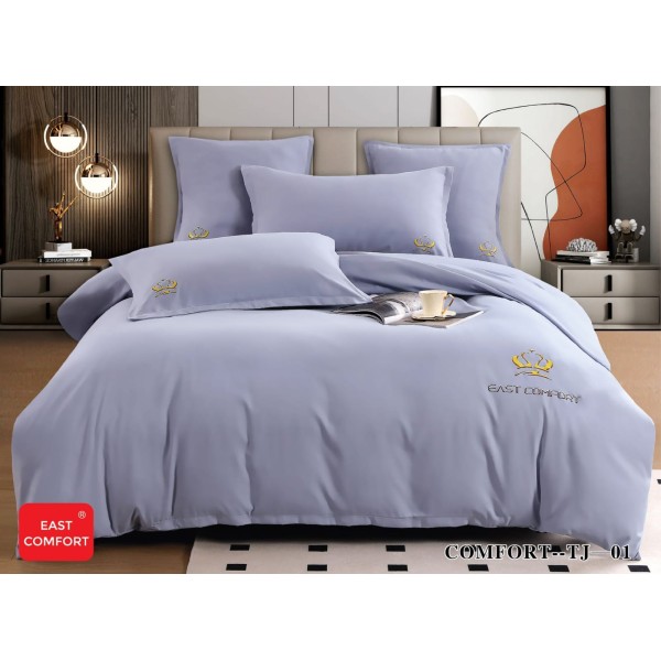 Lenjerie pat dublu, bumbac fin, 6 piese, brodata, Blue, LFB-034 Lenjerie pat dublu, bumbac fin, 6 piese, brodata, Blue, LFB-034