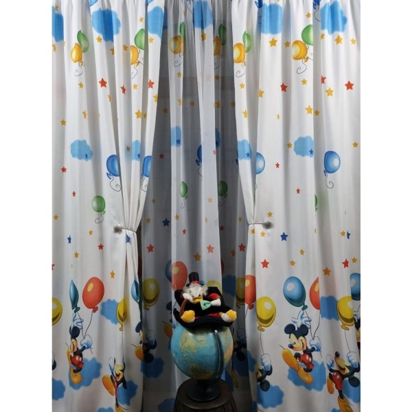 Draperie Satinata pentru camera copilului, Mickey&Minnie, Multicolor, DPC-007