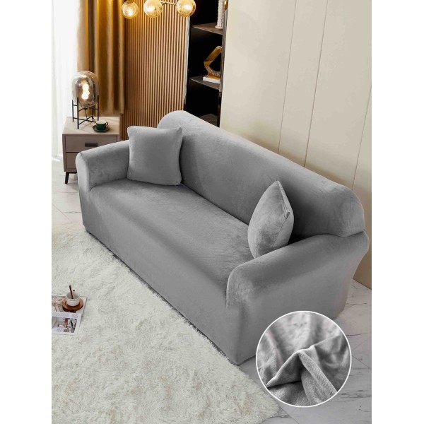 Husa Canapea din CATIFEA, pentru 3 Persoane, Gri deschis, HCC-029