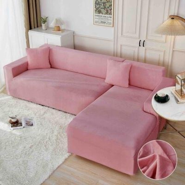 Set 2 Huse Elastice pentru Coltar, CATIFEA, Roz, HCC-033