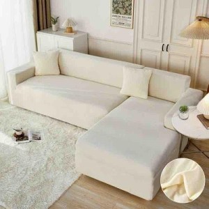 Set 2 Huse Elastice pentru Coltar, CATIFEA, Crem, HCC-034