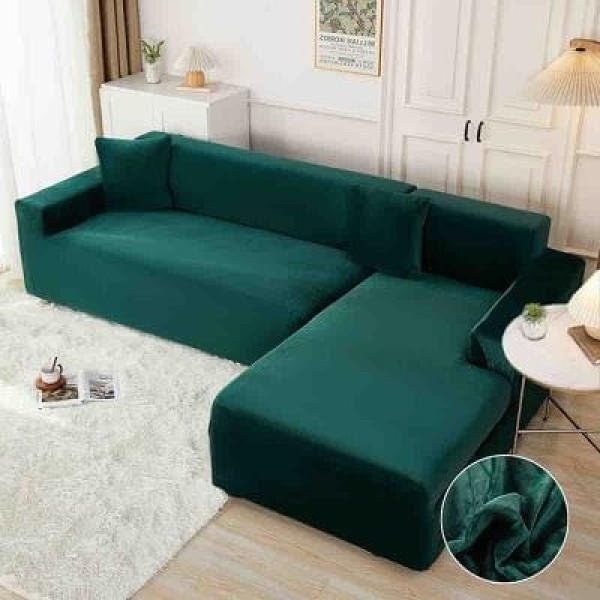 Set 2 Huse Elastice pentru Coltar, CATIFEA, Verde, HCC-035