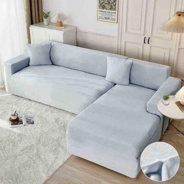 Set 2 Huse Elastice pentru Coltar, CATIFEA, Alb, HCC-040