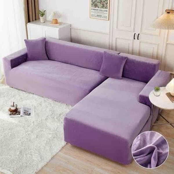 Set 2 Huse Elastice pentru Coltar, CATIFEA, Mov, HCC-043