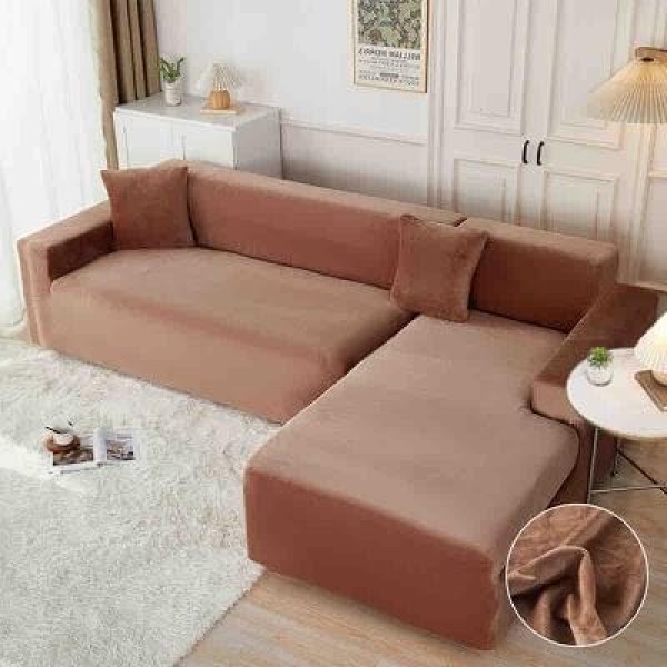 Set 2 Huse Elastice pentru Coltar, CATIFEA, Maro, HCC-045