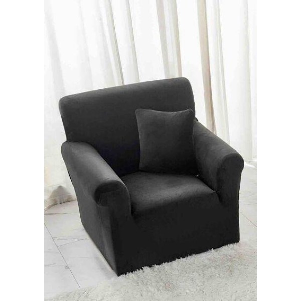 Husa elastica din CATIFEA pentru fotoliu, Negru, HCC-060