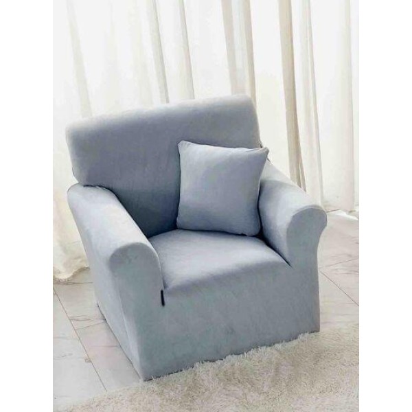 Husa elastica din CATIFEA pentru fotoliu, Alb, HCC-063