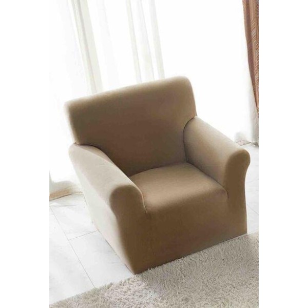 Husa elastica din CATIFEA pentru fotoliu, Bej, HCC-065