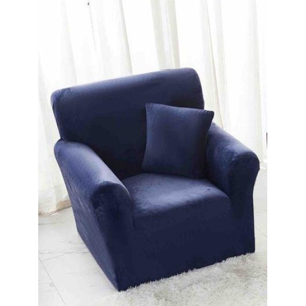 Husa elastica din CATIFEA pentru fotoliu, Albastru, HCC-069