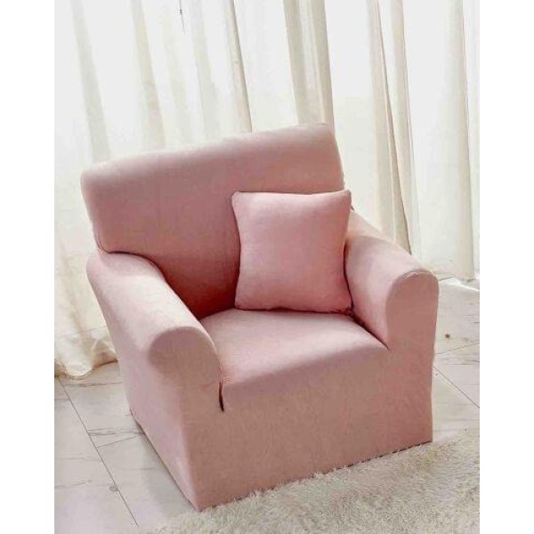 Husa elastica din CATIFEA pentru fotoliu, Roz pudra, HCC-070