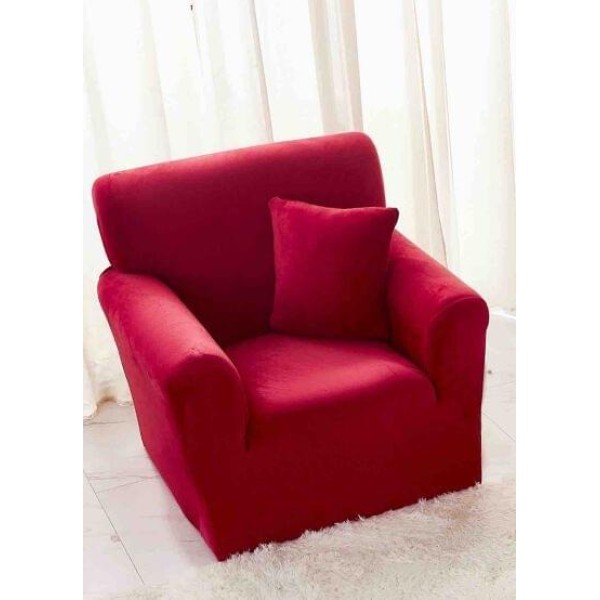 Husa elastica din CATIFEA pentru fotoliu, Rosu, HCC-072