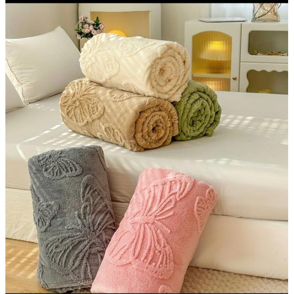 Patura Pufoasa COCOLINO 200 x 230 cm, imprimeu FLUTURI, Gri albastrui, OTM-047