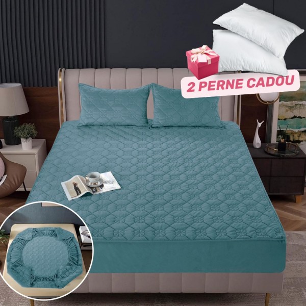 Pachet Promo: Huse/Topper pentru saltea cu elastic 180x200 cm, Blue, PH-083