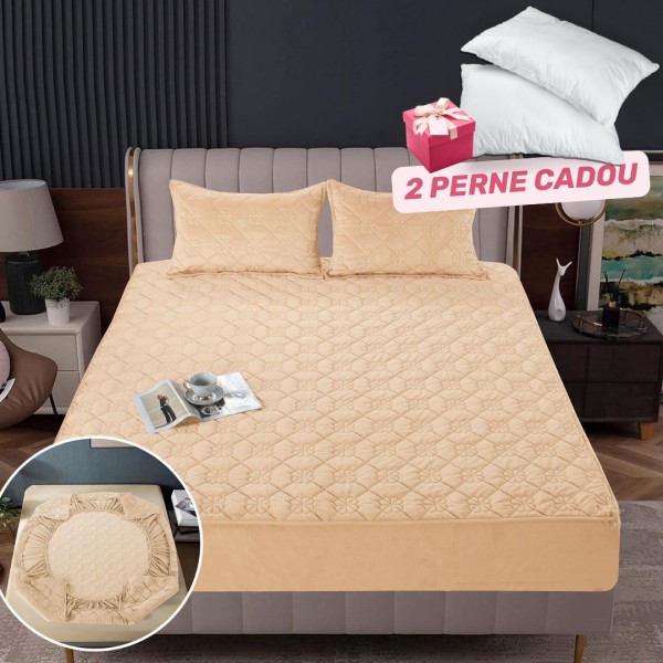 Pachet Promo: Huse/Topper pentru saltea cu elastic 180x200 cm, Bej, PH-084