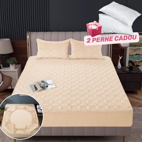 Pachet Promo: Huse/Topper pentru saltea cu elastic 180x200 cm, Crem, PH-087