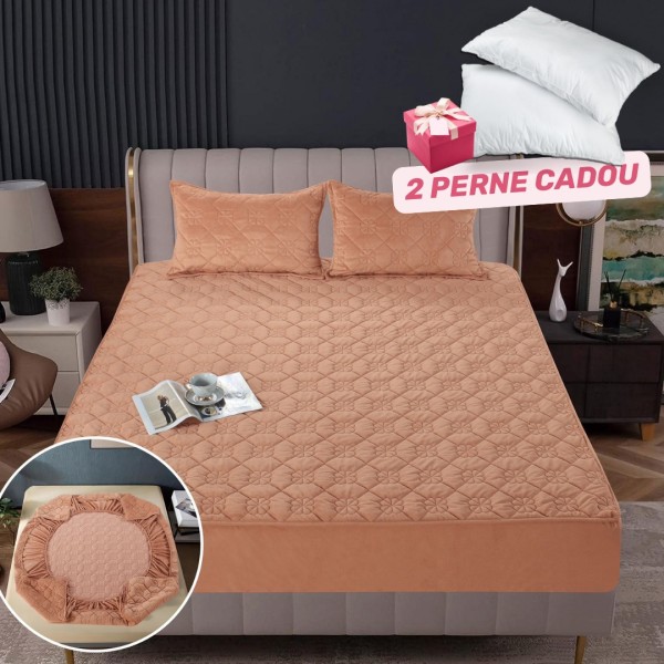 Pachet Promo: Huse/Topper pentru saltea cu elastic 180x200 cm, Maro, PH-089