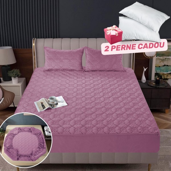 Pachet Promo: Huse/Topper pentru saltea cu elastic 180x200 cm, Lila, PH-091