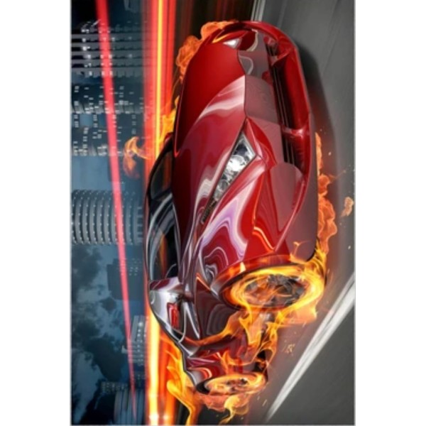 Covor Camera Copii, Antiderapant, Model cu masini, Rosu-Multicolor, CAM-095