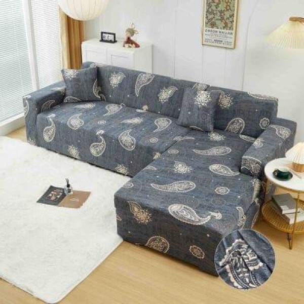 Husă elastică pentru colțar – protecție modernă și ajustare perfectă, Gri, model flori, HCM-090