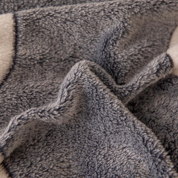 Set Lenjerie Pufoasa Cocolino cu Elastic, 4 Piese, Pat 2 Persoane, Gri-Crem, bear, LEC-093