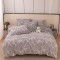 Set Lenjerie Pufoasa Cocolino cu Elastic, 4 Piese, Pat 2 Persoane, Gri-Bej, linii, LEC-100