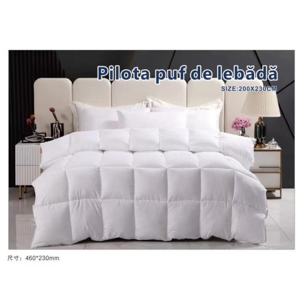 Pilota din puf de lebada, 200x230 cm, Alb, PPL-019