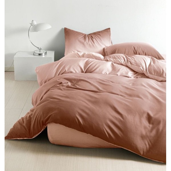 Lenjerie pat dublu, 4 piese, Bumbac Satinat Superior, Roz-Degrade, LDBS-178