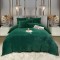 Lenjerie de pat, cu Broderie, Cocolino tip Blăniță Iepure, 2 Persoane, 6 Piese, cu ELASTIC, Verde smarald, LCE-077