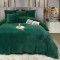 Lenjerie de pat, cu Broderie, Cocolino tip Blăniță Iepure, 2 Persoane, 6 Piese, cu ELASTIC, Verde smarald, LCE-077