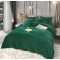 Lenjerie de pat, cu Broderie, Cocolino tip Blăniță Iepure, 2 Persoane, 6 Piese, cu ELASTIC, Verde smarald, LCE-077