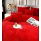 Lenjerie de pat, cu Broderie, Cocolino tip Blăniță Iepure, 2 Persoane, 6 Piese, cu ELASTIC, Rosu, LCE-078