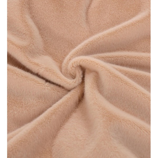 Lenjerie de pat, cu Broderie, Cocolino tip Blăniță Iepure, 2 Persoane, 6 Piese, cu ELASTIC, Bej, LCE-082