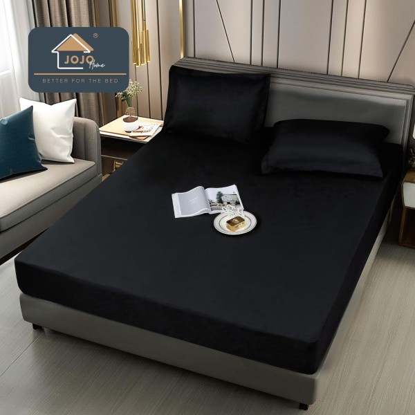 Husa pat impermeabila, 160x200cm, plus 2 fete de perna, Negru, HPI-017